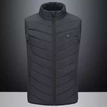 Мужское зимнее однотонное пальто с подогревом, хлопковый жилет с подкладкой, теплый толстый жилет, топы, куртка M