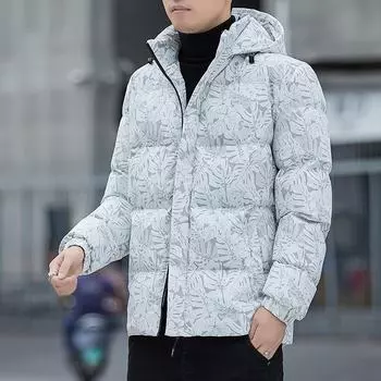 Мужское зимнее пальто из хлопка в корейском стиле с кленовым листом - модная, теплая, повседневная куртка XL королевский синий