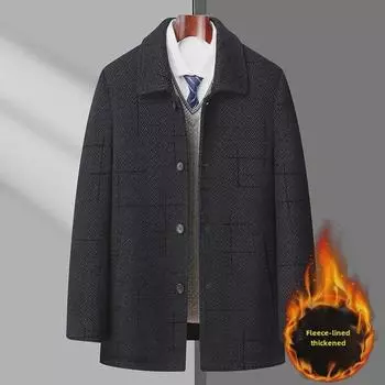 Мужское зимнее пальто из синели с бархатной подкладкой для людей среднего и пожилого возраста 175
