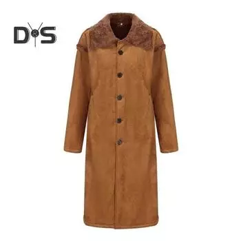 Мужское зимнее пальто из толстого мягкого плюша, однотонное, с длинным рукавом, устойчивое к холоду, однобортное, с лацканами, теплое, средней длины, пальто для улицы M красный