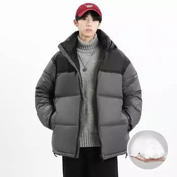 Мужское зимнее пальто, новое цветовое сочетание, с капюшоном, утолщенное и теплое, 90% белый утиный пух, модная пара, пуховик S