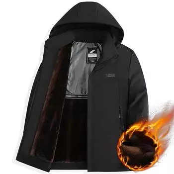 Мужское зимнее пальто, плотное хлопковое пальто, теплое деловое повседневное хлопковое пальто, хлопковое пальто средней длины