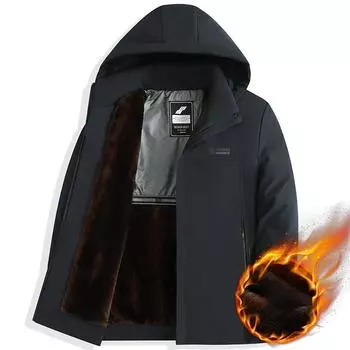 Мужское зимнее пальто, плотное хлопковое пальто, теплое деловое повседневное хлопковое пальто, хлопковое пальто средней длины L темно-синий