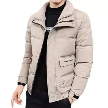 Мужское зимнее пальто с хлопковой подкладкой, стеганая куртка с меховым воротником, зимняя одежда M