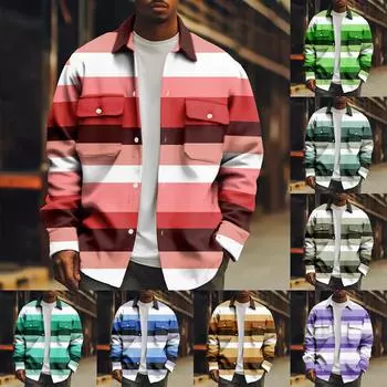 Мужское зимнее повседневное толстое пальто с длинными рукавами и пуговицами с принтом XL