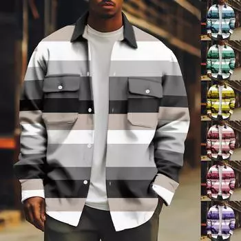 Мужское зимнее повседневное толстое пальто с длинными рукавами и пуговицами с принтом XXXXXL фиолетовый