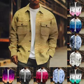 Мужское зимнее повседневное толстое пальто с длинными рукавами и пуговицами с принтом M