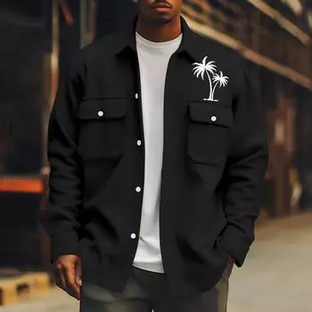 Мужское зимнее повседневное толстое пальто с длинными рукавами и пуговицами с принтом XL белый