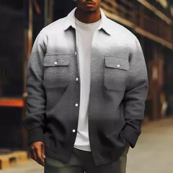 Мужское зимнее повседневное толстое пальто с длинными рукавами и пуговицами с принтом M