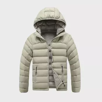 Мужское зимнее приталенное хлопковое пальто Sanjianfeng 2024 года со съемным капюшоном - корейский стиль, модный повседневный дизайн