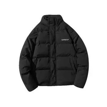 Мужское зимнее японское хлопковое пальто, теплое и утолщенное студенческое пальто, корейский стиль, свободная и красивая хлопковая куртка M чёрный