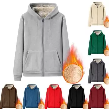 Мужское зимнее теплое пальто из овечьего флиса, кардиган с капюшоном, флисовая плотная куртка, повседневная толстовка с капюшоном, плюшевое пальто с капюшоном XL синий