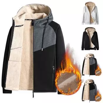 Мужское зимнее теплое пальто из овечьего флиса, кардиган с капюшоном, флисовая плотная куртка, повседневная толстовка с капюшоном, плюшевое пальто с капюшоном XXXL
