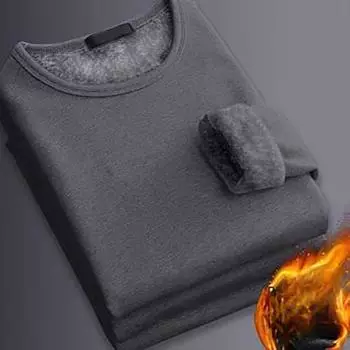 Мужское зимнее термобелье большого размера с подкладкой, утолщенное, с одним верхом, с круглым вырезом, с пуловером 5XL