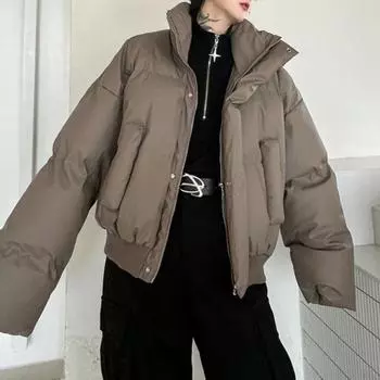 Мужское зимнее толстое хлопковое пальто Maillard - теплое, свободное, универсальное, однотонная куртка Bread XL коричневый