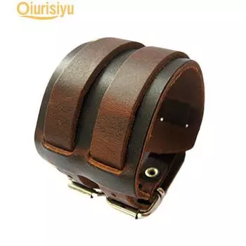 Мужской 2-слойный широкий пояс в стиле панк из искусственной кожи, браслет-манжета, подарок синий