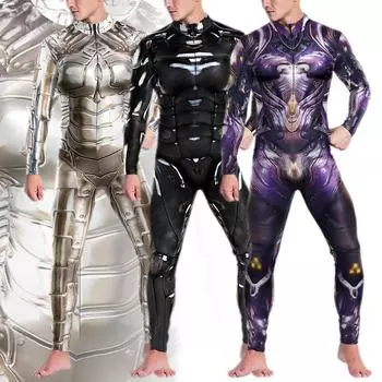 Мужской 3D-принт боди ужасный длинный рукав добавить атмосферу косплей костюм фестиваль карнавал Хэллоуин одежда для выступлений XL