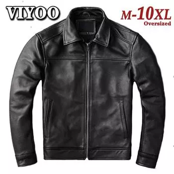 Мужской 7 8 9 10XL 2022 Новый Топ Легитимный Мужской Весенне-Осенний Бизнес Мотоциклетная Одежда Куртка из Натуральной Коровьей Кожи Мужская Повседневная Мужская Куртка на Талии