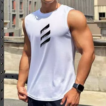 Мужской эластичный быстросохнущий жилет для фитнеса, спортивная повседневная рубашка без рукавов M