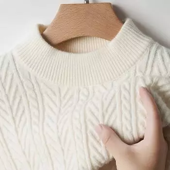 Мужской эластичный осенне-зимний облегающий утолщенный свитер с высоким воротником, вязаный свитер 105