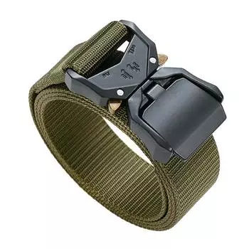 Мужской эластичный ремень для рабочих брюк, повседневный трендовый спортивный ремень из нейлоновой ткани на открытом воздухе, быстросъемный 125cm чёрный