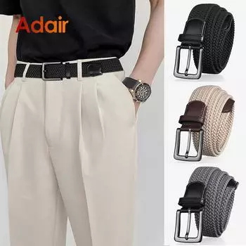 Мужской эластичный ремень, холст, повседневный модный эластичный плетеный рабочий ремень высокого качества, эластичный для брюк, джинсов, брюк, мужские ремни 105CM