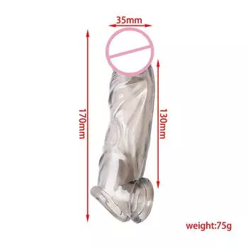Мужской аномальный полый экзотический презерватив, утолщающий рост, набор для пениса для взрослых пар, носимый набор секс-игрушек, принадлежности Penis Ring Transparent