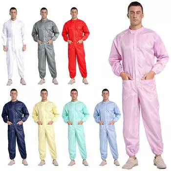 Мужской антистатический комбинезон на все тело с воротником-стойкой и застежкой-молнией спереди, пылезащитная рабочая одежда для промышленного использования M светло-зеленый