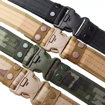 Мужской армейский ремень на пояс из ткани камуфляж чёрный