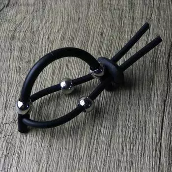 Мужской аксессуар для электростимуляции Кольцо со стальными бусинами Регулируемая петля проводимости