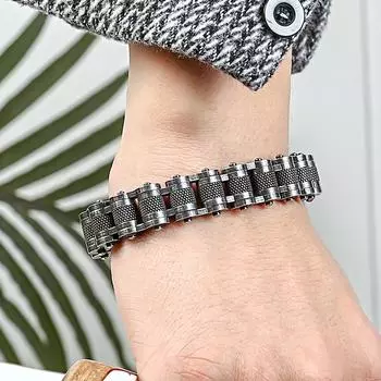 Мужской байкерский браслет в стиле рок-н-ролл, мужские ювелирные изделия из нержавеющей стали 316L, ширина 13 мм, браслеты-цепочки для мотоциклов и велосипедов, мужские 8,5 дюймов 21.5CM чёрный