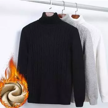 Мужской бархатный утепленный свитер, мужская зимняя водолазка, базовая рубашка, толстая трикотажная рубашка, теплая мужская внутренняя одежда M
