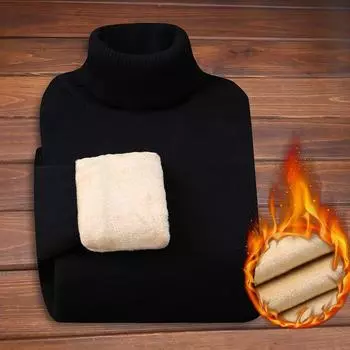 Мужской бархатный утепленный свитер, мужская зимняя водолазка, базовая рубашка, толстая трикотажная рубашка, теплая мужская внутренняя одежда M