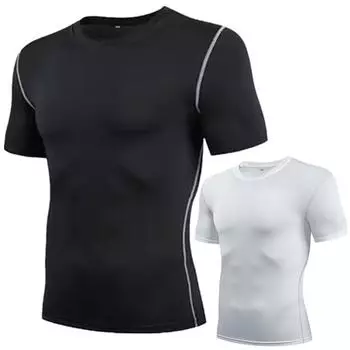 Мужской баскетбольный спортивный топ, облегающий спортивный базовый слой для тренировок в тренажерном зале, футболка с короткими рукавами, толстовка, толстовка для легкой атлетики, спортивная одежда для велоспорта, спортивная одежда S чёрный