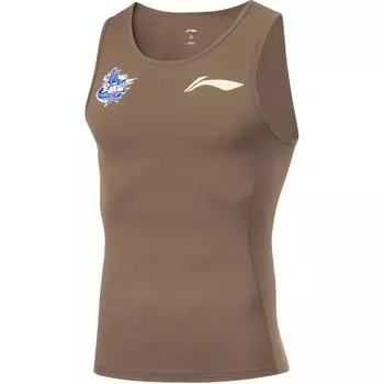 Мужской баскетбольный жилет Li Ning CBA Series Professional с круглым вырезом и буквенным принтом, удобный, дышащий, облегающий, коричневый AUDU091-2 M