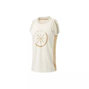 Мужской баскетбольный жилет Li Ning Wade Series с принтом букв, влагоотводящий, удобный, дышащий, цвет Off-White AAYU063-3 XL