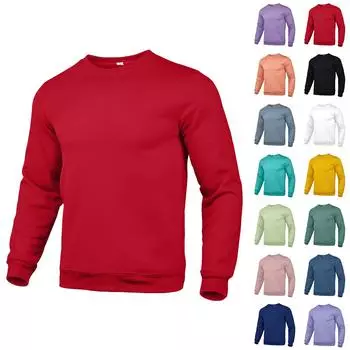 Мужской базовый цветной свитер с круглым вырезом, свободная повседневная молодежная толстовка с капюшоном XXL оранжевый