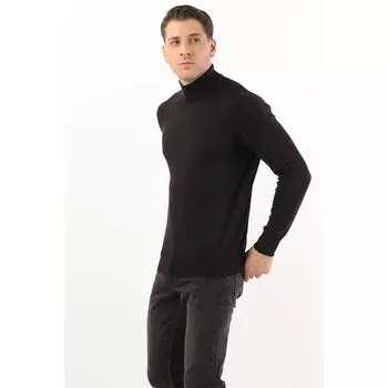 Мужской базовый трикотажный свитер Half Fisherman, черный