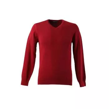 Мужской базовый трикотажный свитер с V-образным вырезом красный