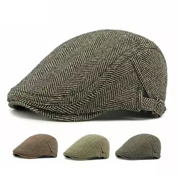 Мужской берет британский винтаж осень-зима бархат толстый теплый кепка вперед кепка козырек кофейный