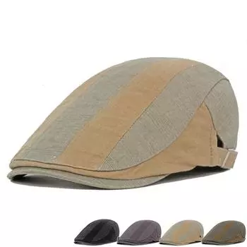 Мужской берет, хлопковая лоскутная кепка, весенне-летняя шляпа от солнца, регулируемая передняя кепка чёрный