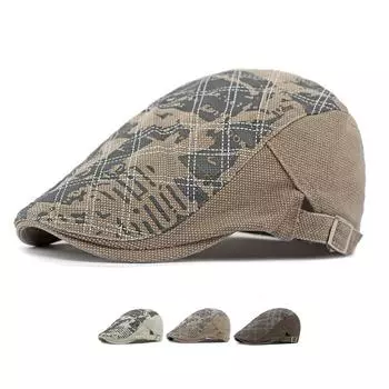 Мужской берет на весну и лето, шляпа от солнца с принтом, британская ретро-фуражка, кепка газетчика, плоская кепка, шляпа водителя, шляпа плюща, шляпа Гэтсби, шляпы художников бежевый