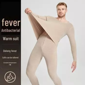 Мужской бесшовный антибактериальный термобелье: Утолщенный, с добавлением бархата, подходит для пар осенью и зимой. Men s single top, L