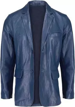 Мужской блейзер темно-синего цвета, ручная работа, натуральная кожа, овчина, формальный, стильный, модный S темно-синий