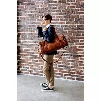 Мужской большой дорожный чемодан из натуральной кожи A Vintage Duffel Overnight 25 x 11 x 11 in коричневый