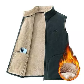 Мужской большой размер плюс бархат осень зима толстый безрукавка пуховик куртка жилет для мужчин спортивная одежда для отдыха на открытом воздухе толстовки M чёрный