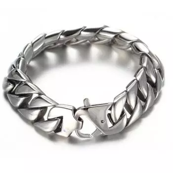 Мужской браслет-цепочка 15 мм серебряного цвета из нержавеющей стали, браслет-цепочка с кубинскими звеньями для мужчин, модные наручные украшения в стиле хип-хоп, подарок 7inch or 17.8cm