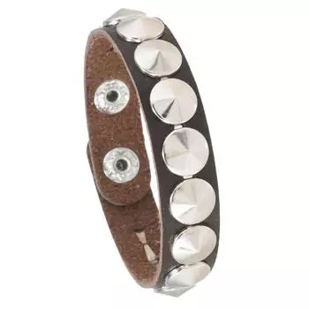 Мужской браслет из искусственной кожи с заклепками в стиле хип-хоп, панк-рок, регулируемый застегивающийся аксессуар для запястья, повседневный простой ювелирный браслет для подростков темно-коричневого