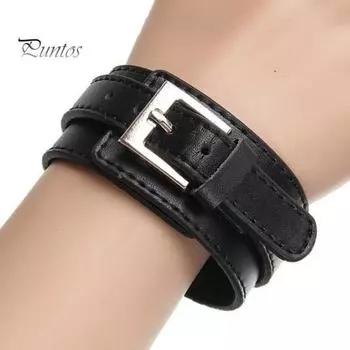Мужской браслет из искусственной кожи в стиле ретро, роскошный элегантный панк, регулируемая пряжка, удобный одноцветный мужской браслет-манжета, модные аксессуары, подарок чёрный