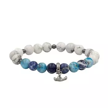 Мужской браслет из натурального камня содалит, голубой апатит, говлит и гематит